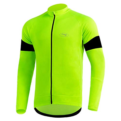 CGLRybO Herren Radtrikot Langarm Radsport Laufshirts 3+1 Taschen, Atmungsaktiv Quick Dry MTB Shirt, gelb, XL von CGLRybO