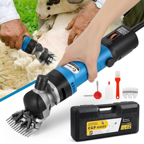 CGOLDENWALL 690W Schafschermaschine Elektrische Schafschere mit Deutscher Bedienungsanleitung Schaf Ziegen Wolle Schere Geschwindigkeit Einstellbar mit Schmieröl&13 Zähne Gerade Klinge von CGOLDENWALL
