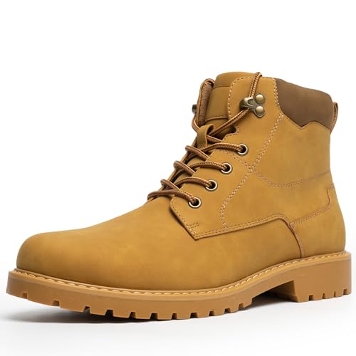 CGRRBW Herren Arbeits-Wanderstiefel Wasserdicht, Winterstiefel für Herren, Anti-Rutsch Outdoor Klettern Warme Arbeit Trekking Schuhe für Herren DSXM10-BROWN-7 von CGRRBW