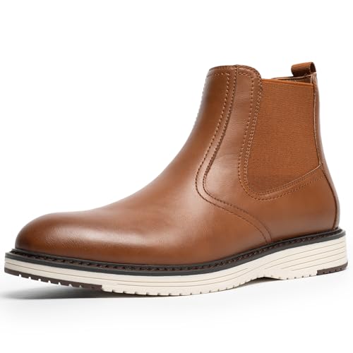 CGRRBW Herren Chelsea Boots, Mode und Komfort Fahrschuhe, rutschfeste Außensohle, Slip on Casual Ankle Boots für Männer, Braun, 44.5 EU von CGRRBW