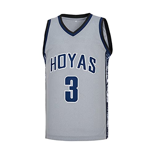 CGUBJI Herren #3 Georgetown Collegiate Athletic Besticktes Retro Basketball Trikot von CGUBJI