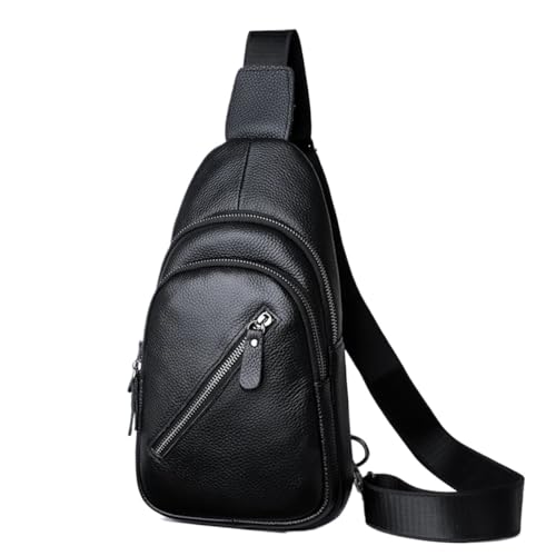 CGUOHU Herren-Schultertaschen Echtes Leder Männer Brust Tasche Männliche Schulter Messenger Lässige Umhängetasche männer Handtasche(Black 03) von CGUOHU