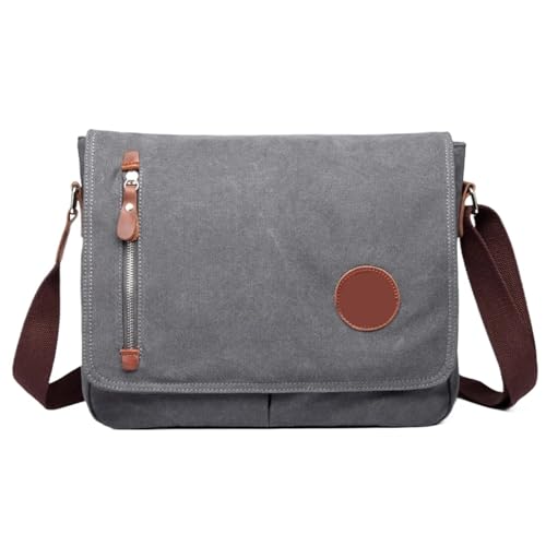 CGUOHU Herren-Schultertaschen Leinwand Laptop Notebook Tablet Tasche Taschen Fall Messenger Aktentasche Sleeve for Männer Frauen Student(Gray) von CGUOHU
