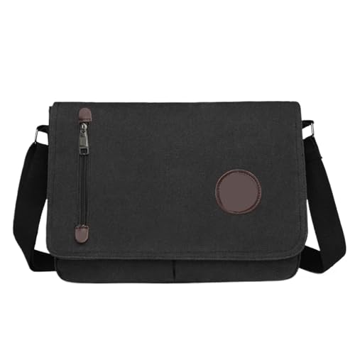 CGUOHU Herren-Schultertaschen Männer Leinwand Umhängetasche Einfache Praktische Freizeit Messenger Taschen Männlichen Schule Tote Sport(Black) von CGUOHU