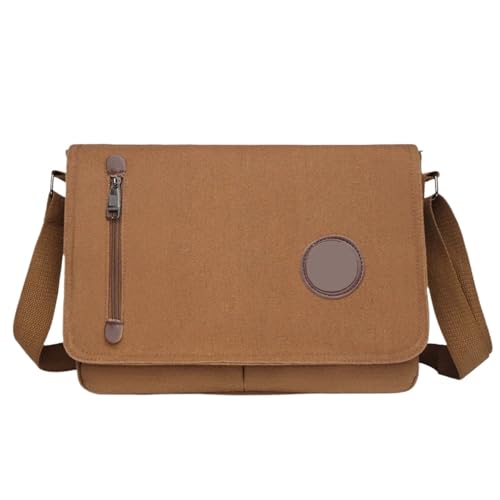 CGUOHU Herren-Schultertaschen Männer Leinwand Umhängetasche Einfache Praktische Freizeit Messenger Taschen Männlichen Schule Tote Sport(Brown) von CGUOHU