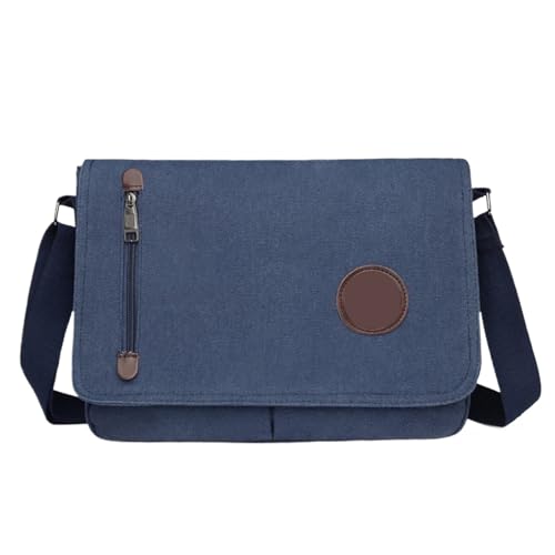 CGUOHU Herren-Schultertaschen Männer Leinwand Umhängetasche Einfache Praktische Freizeit Messenger Taschen Männlichen Schule Tote Sport(Deep Blue) von CGUOHU