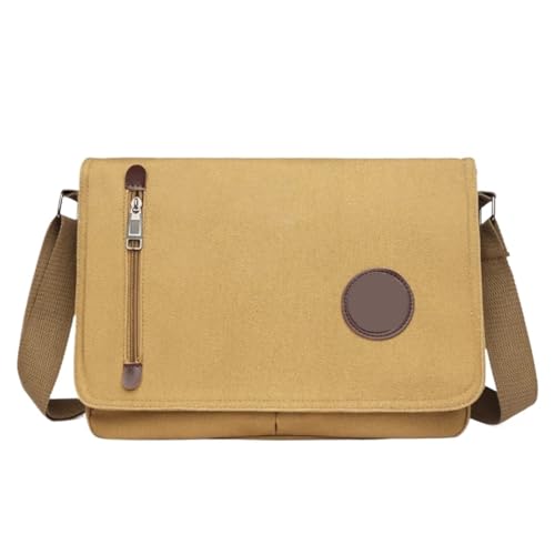 CGUOHU Herren-Schultertaschen Männer Leinwand Umhängetasche Einfache Praktische Freizeit Messenger Taschen Männlichen Schule Tote Sport(Khaki) von CGUOHU