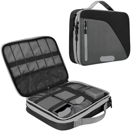 CGUOHU Kabel Organizer Tasche 1PC 11,6 Zoll Doppelschicht Elektronische Verdickte Kabel Organizer Tasche Tragbare for Festplatten, Ladung(Grey with Black) von CGUOHU