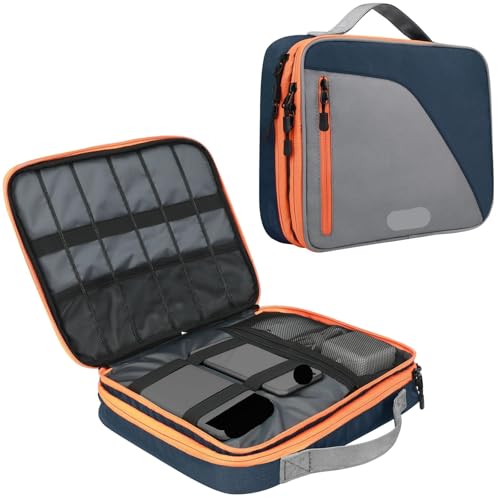 CGUOHU Kabel Organizer Tasche 1PC 11,6 Zoll Doppelschicht Elektronische Verdickte Kabel Organizer Tasche Tragbare for Festplatten, Ladung(Grey with Blue) von CGUOHU