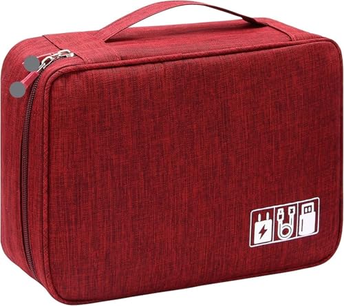 CGUOHU Kabel Organizer Tasche 1PC Tragbare Digitale Speicher Tasche Gadget wasserdichte Kabel Organizer Elektronik Geräte Zubehör Pack Liefert(Red) von CGUOHU