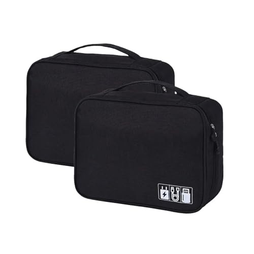 CGUOHU Kabel Organizer Tasche 2 Stück große Kapazität und multifunktionale Digitale Reisetasche mit separatem Kabel, mobiles Datenkabel, Powerbank, USB-Speicher(Color 1) von CGUOHU