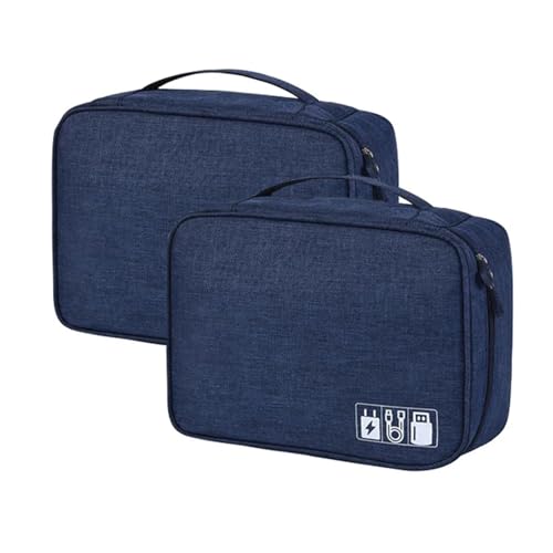 CGUOHU Kabel Organizer Tasche 2 Stück große Kapazität und multifunktionale Digitale Reisetasche mit separatem Kabel, mobiles Datenkabel, Powerbank, USB-Speicher(Color 2) von CGUOHU