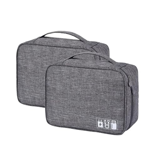 CGUOHU Kabel Organizer Tasche 2 Stück große Kapazität und multifunktionale Digitale Reisetasche mit separatem Kabel, mobiles Datenkabel, Powerbank, USB-Speicher(Color 3) von CGUOHU