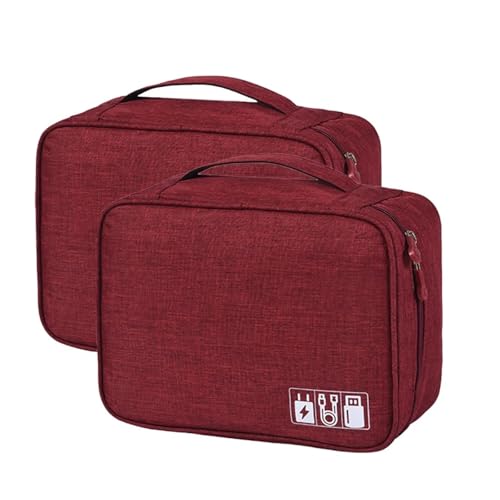 CGUOHU Kabel Organizer Tasche 2 Stück große Kapazität und multifunktionale Digitale Reisetasche mit separatem Kabel, mobiles Datenkabel, Powerbank, USB-Speicher(Color 4) von CGUOHU