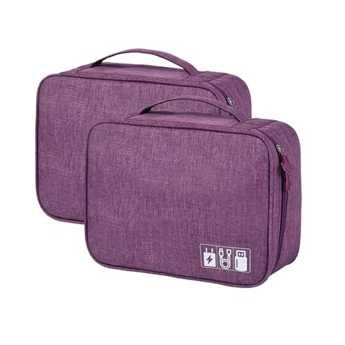 CGUOHU Kabel Organizer Tasche 2 Stück große Kapazität und multifunktionale Digitale Reisetasche mit separatem Kabel, mobiles Datenkabel, Powerbank, USB-Speicher(Color 5) von CGUOHU