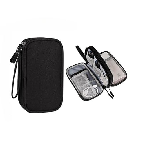 CGUOHU Kabel Organizer Tasche 2 Stück tragbare Digitale Zubehör-Doppelschicht-Aufbewahrungstasche for Datenkabel, U-Disk-Kopfhörer-Aufbewahrungstasche(Black) von CGUOHU
