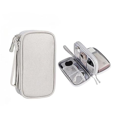 CGUOHU Kabel Organizer Tasche 2 Stück tragbare Digitale Zubehör-Doppelschicht-Aufbewahrungstasche for Datenkabel, U-Disk-Kopfhörer-Aufbewahrungstasche(Gray) von CGUOHU