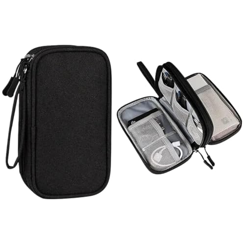 CGUOHU Kabel Organizer Tasche 2 Stücke Reise Tragbare Digitale Produkt Lagerung Tasche USB Datenkabel Organizer Headset Lade Schatz Box(Black) von CGUOHU