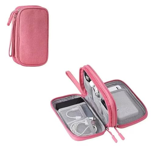 CGUOHU Kabel Organizer Tasche 2 Stücke Reise Tragbare Digitale Produkt Lagerung Tasche USB Datenkabel Organizer Headset Lade Schatz Box(Pink) von CGUOHU