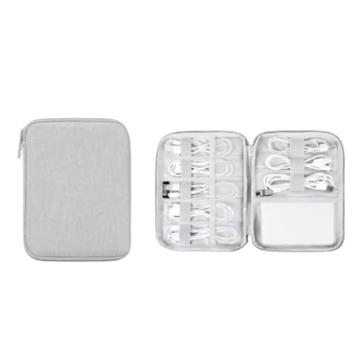CGUOHU Kabel Organizer Tasche 2 stücke Datenkabel Aufbewahrungstasche Power Bank U-Disk Mehrere Fächer Doppelschicht Tragbare Bequeme Reise(Grey) von CGUOHU