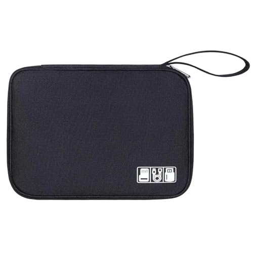 CGUOHU Kabel Organizer Tasche 2 stücke Elektronik Organizer Tasche wasserdichte Tragetasche Reise Universal Kabel Lagerung Zubehör(Black) von CGUOHU