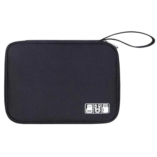 CGUOHU Kabel Organizer Tasche 2 stücke Elektronik Organizer Tasche wasserdichte Tragetasche Reise Universal Kabel Lagerung Zubehör(Black) von CGUOHU