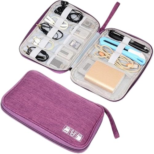 CGUOHU Kabel Organizer Tasche 2 stücke Elektronik Organizer Tasche wasserdichte Tragetasche Reise Universal Kabel Lagerung Zubehör(Purple) von CGUOHU