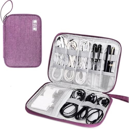 CGUOHU Kabel Organizer Tasche 2 stücke Reise Elektronik Organizer Tasche Tragbare Kabel Lagerung Elektronische Zubehör Fall Telefon Ladegerät Halter Taschen(Purple) von CGUOHU