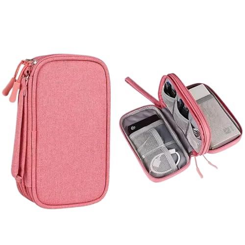 CGUOHU Kabel Organizer Tasche 2 stücke Reise Kabel Tasche Tragbare Digitale Lagerung Pouch Ladegerät Daten USB Organizer Wasserdicht Elektronische Zubehör(Pink) von CGUOHU