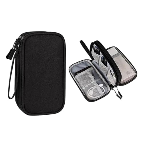 CGUOHU Kabel Organizer Tasche 2 stücke Reise Tragbare Digitale Produkt Lagerung Tasche USB Daten Kabel Organizer Headset Lade Schatz Box(Black) von CGUOHU