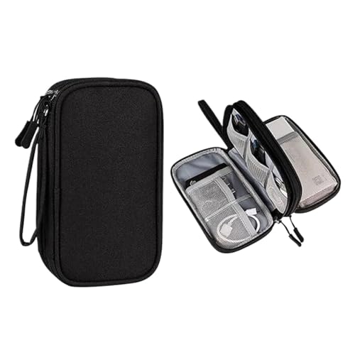 CGUOHU Kabel Organizer Tasche 2 stücke Reise Tragbare Digitale Produkt Lagerung Tasche USB Daten Kabel Organizer Headset Lade Schatz Box(Black) von CGUOHU