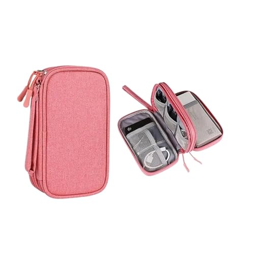 CGUOHU Kabel Organizer Tasche 2 stücke Reise Tragbare Digitale Produkt Lagerung Tasche USB Daten Kabel Organizer Headset Lade Schatz Box(Pink) von CGUOHU