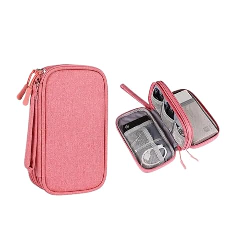 CGUOHU Kabel Organizer Tasche 2 stücke Reise Tragbare Digitale Produkt Lagerung Tasche USB Daten Kabel Organizer Headset Lade Schatz Box(Pink) von CGUOHU