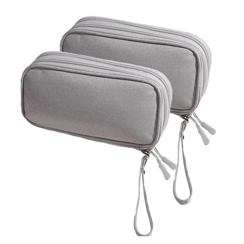 CGUOHU Kabel Organizer Tasche 2 stücke Tragbare Doppel Schicht Reise Digitale Produkt Lagerung Tasche USB Daten Kabel Manager Kopfhörer Mobile Power(Gray) von CGUOHU