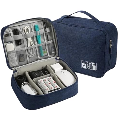 CGUOHU Kabel Organizer Tasche 2 stücke Tragbare USB Datenleitung Ladegerät Lagerung Tasche Reise Kabel Organizer Wasserdicht Digitale Elektronische(Dark Blue) von CGUOHU
