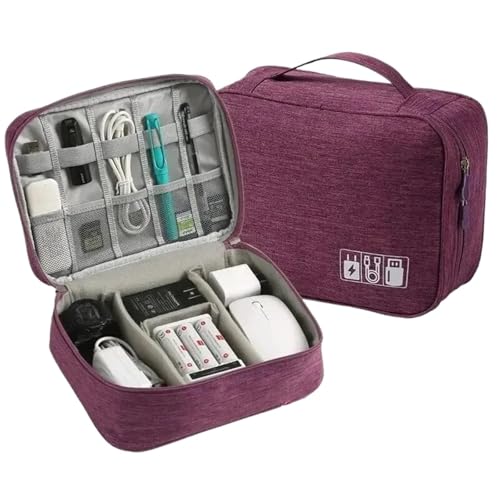 CGUOHU Kabel Organizer Tasche 2 stücke Tragbare USB Datenleitung Ladegerät Lagerung Tasche Reise Kabel Organizer Wasserdicht Digitale Elektronische(Purple) von CGUOHU
