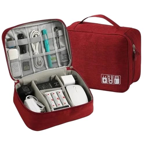CGUOHU Kabel Organizer Tasche 2 stücke Tragbare USB Datenleitung Ladegerät Lagerung Tasche Reise Kabel Organizer Wasserdicht Digitale Elektronische(Red) von CGUOHU