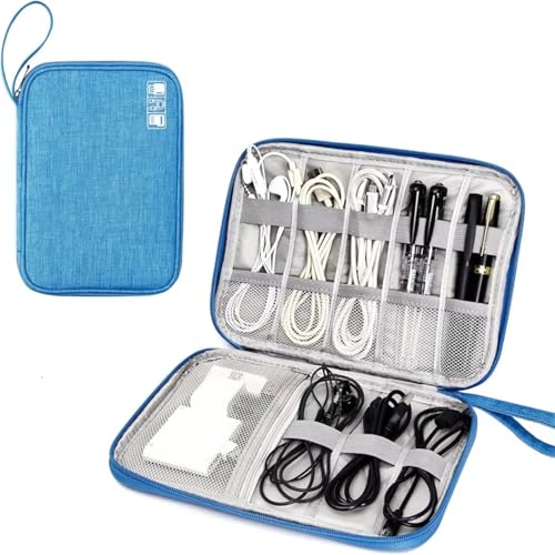 CGUOHU Kabel Organizer Tasche 2PCS Kabel Aufbewahrungstaschen System Kit Fall Ladegerät Datenkabel Stift Power Bank Digitale Gadget-Geräte(Blue) von CGUOHU