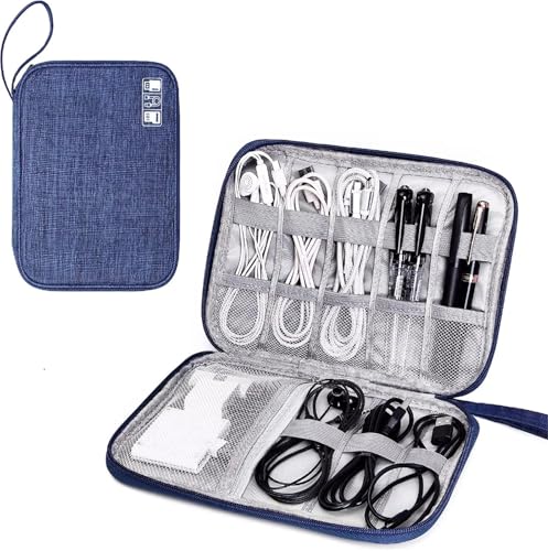 CGUOHU Kabel Organizer Tasche 2PCS Kabel Aufbewahrungstaschen System Kit Fall Ladegerät Datenkabel Stift Power Bank Digitale Gadget-Geräte(Deep Blue) von CGUOHU