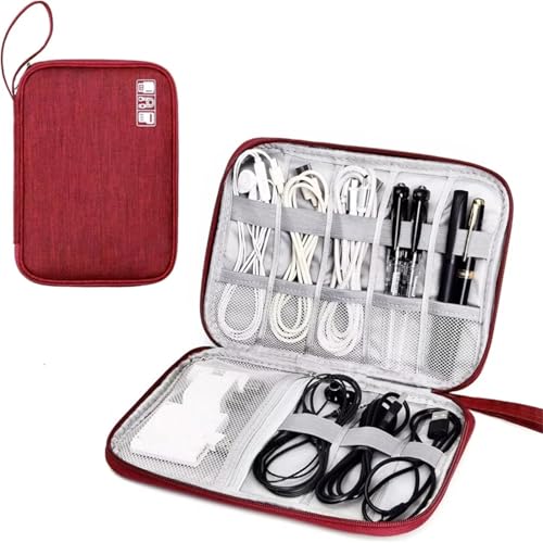 CGUOHU Kabel Organizer Tasche 2PCS Kabel Aufbewahrungstaschen System Kit Fall Ladegerät Datenkabel Stift Power Bank Digitale Gadget-Geräte(Red) von CGUOHU