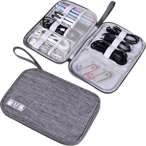 CGUOHU Kabel Organizer Tasche 2PCS Reise Elektronik Organizer Tasche Tragbare Kabel Lagerung Halter Elektronische Zugriffs Fall Rangement Organisation Make-Up(Grey) von CGUOHU