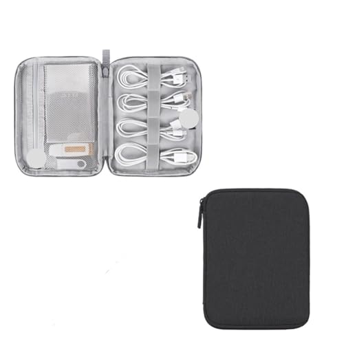 CGUOHU Kabel Organizer Tasche 2PCS Reise Kit Tasche for USB Datenkabel Kopfhörer Draht Stift Power Bank Digital Speicher Elektronik Zubehör veranstalter(Mini Black) von CGUOHU