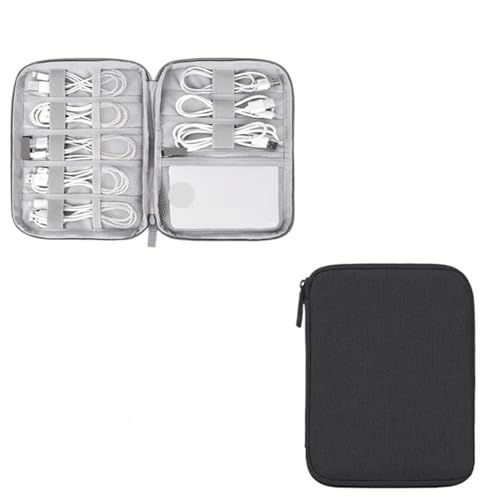 CGUOHU Kabel Organizer Tasche 2PCS Reise Kit Tasche for USB Datenkabel Kopfhörer Draht Stift Power Bank Digital Speicher Elektronik Zubehör veranstalter(Small Black) von CGUOHU
