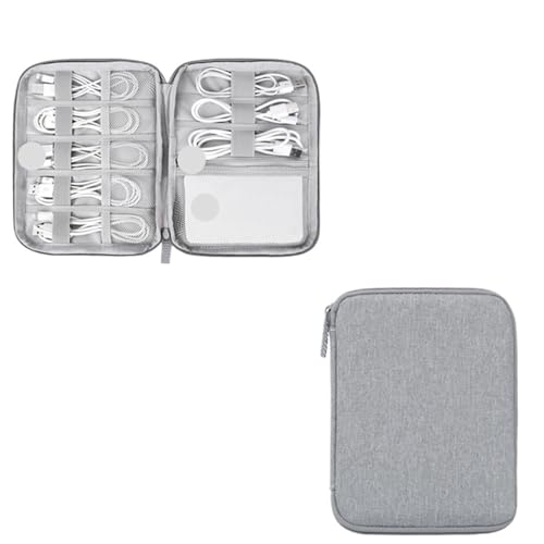 CGUOHU Kabel Organizer Tasche 2PCS Reise Kit Tasche for USB Datenkabel Kopfhörer Draht Stift Power Bank Digital Speicher Elektronik Zubehör veranstalter(Small Gray) von CGUOHU