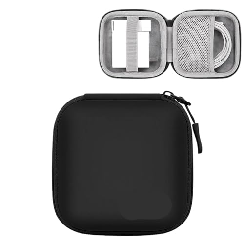 CGUOHU Kabel Organizer Tasche 2PCS Tragbare Mini Hard Shell Digitale Gadgets Lagerung Tasche Künstliche Leder Kopfhörer Ladegerät Fall Datenkabel U Disk Organizer(Square-Black-L) von CGUOHU