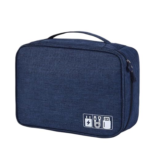 CGUOHU Kabel Organizer Tasche 2PCs Reise Kabel Lagerung Tasche Tragbare wasserdichte Digitale USB Datenkabel Ladegerät(Blue,2Layer(28x9x21cm)) von CGUOHU