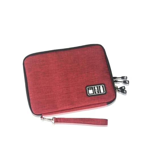 CGUOHU Kabel Organizer Tasche Doppellagige Kabel-Aufbewahrungstasche, Kopfhörer-Ladekabel, Aufbewahrungstasche, Gadget-Organizer, Digitale Tasche(A-L-red) von CGUOHU