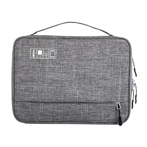 CGUOHU Kabel Organizer Tasche Doppelschichtige Spieltasche for elektronisches Zubehör, separater Raum, abnehmbare Streifen, tragbare Organizer-Hülle for Festplatten und Kabel(Gray) von CGUOHU