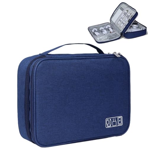 CGUOHU Kabel Organizer Tasche Elektronische Aufbewahrungstasche, USB-Ladekabel, Reisekabel-Organizer, digitaler wasserdichter Koffer, tragbare doppellagige Aufbewahrungstasche(Blue) von CGUOHU