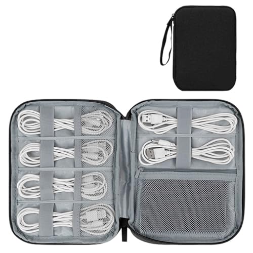 CGUOHU Kabel Organizer Tasche Elektronisches Zubehör, Kabel-Organizer-Tasche, USB-Kabel-Aufbewahrungstasche, Digitale Kabel-Organisation, Festplatten-Powerbank-Aufbewahrungstasche(Large Black) von CGUOHU